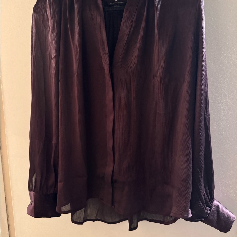 Banana Republic Merlot Purple Elegant & Classy Blouse, Long Sleeve XL, Button up